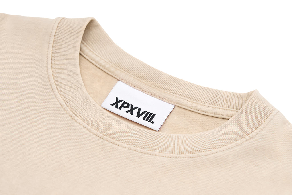 XPX SCULPTURE PRINT BEIGE CREW NECK TEE