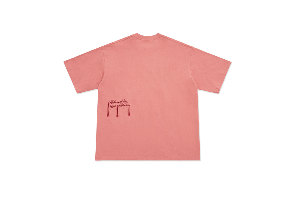 XPX TRIPLE XPX. STITCHING LOGOS CREW NECK TEE IN DARK PINK