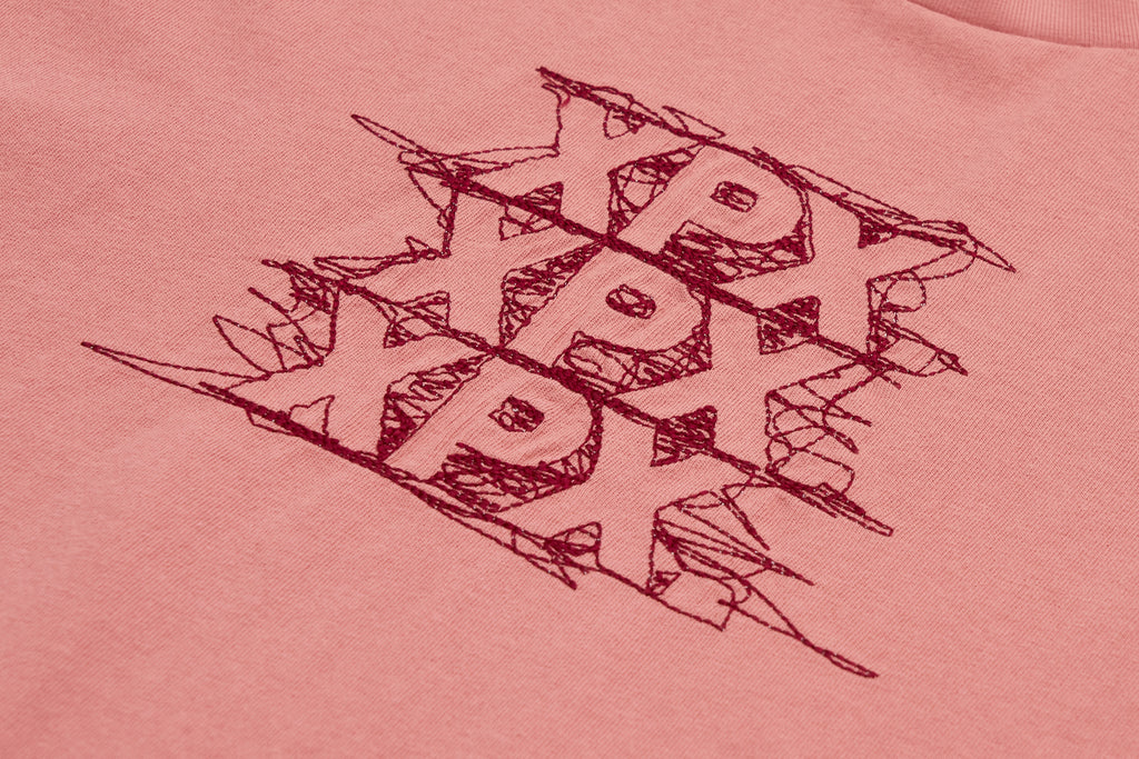XPX TRIPLE XPX. STITCHING LOGOS CREW NECK TEE IN DARK PINK