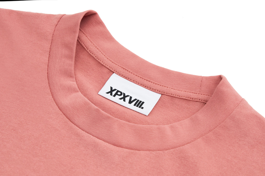 XPX TRIPLE XPX. STITCHING LOGOS CREW NECK TEE IN DARK PINK