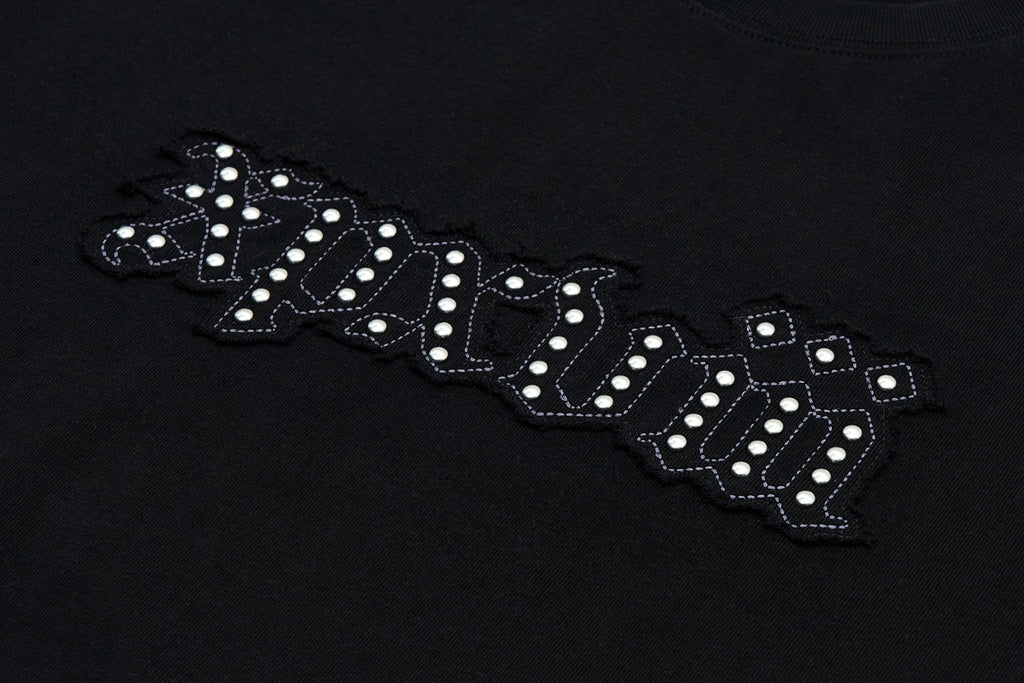 XPX XPXVIII PATCHES WITH STUDS BLACK CREW NECK TEE