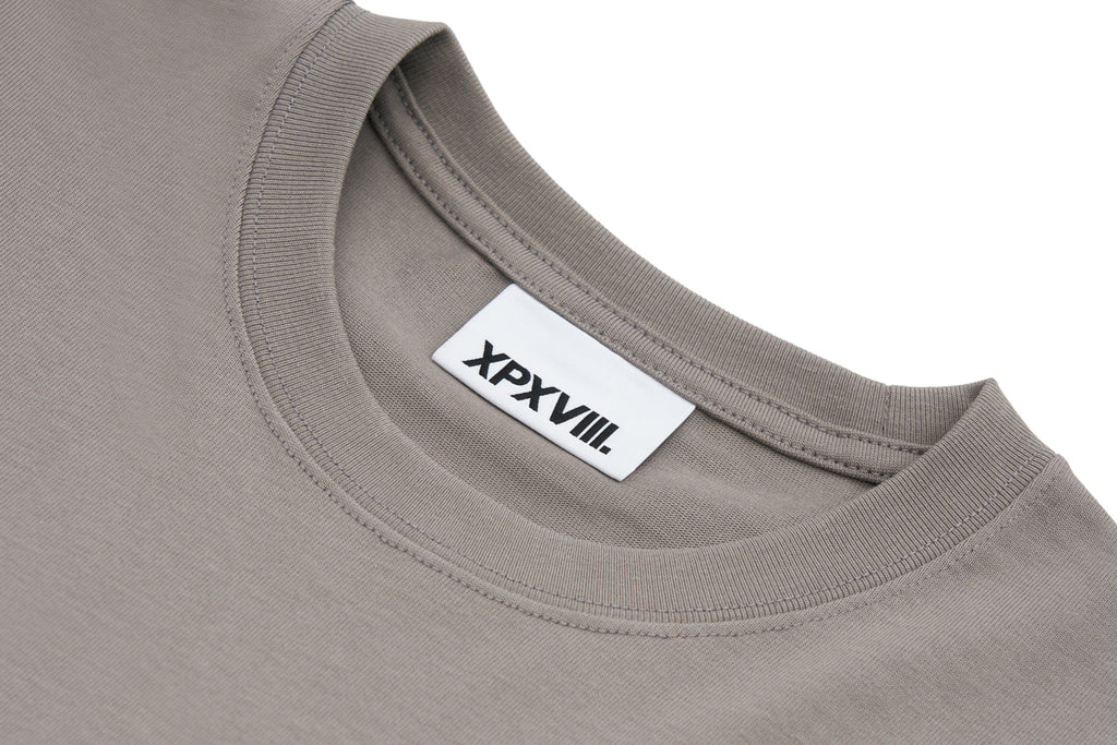 XPX XPXVIII HAND WRITE LOGO WITH METAL SEQUINS GREY CREW NECK TEE