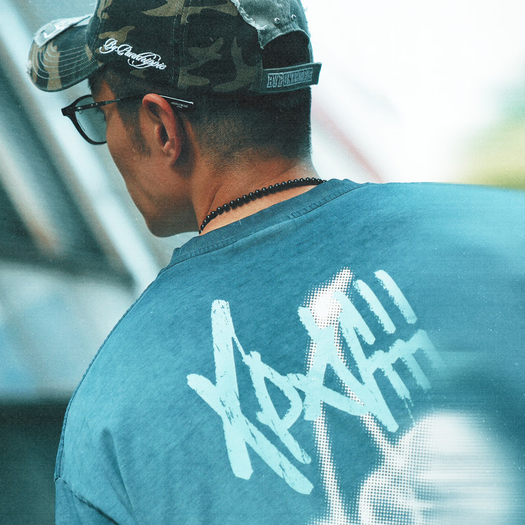 XPX CHERRY BACK PRINT NAVY CREW NECK TEE