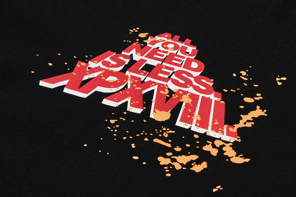 XPX XPXVIII ALL YOU NEED IS LESS SPLASH INK BLACK CREW NECK TEE