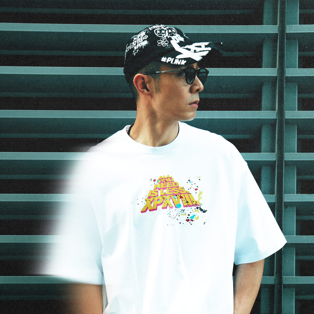XPX XPXVIII ALL YOU NEED IS LESS SPLASH INK WHITE CREW NECK TEE )