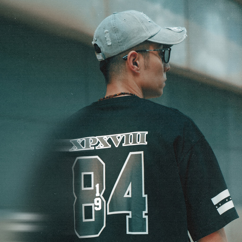 XPX 1984 FOOTBALL STYLE TEE BLACK & WHITE