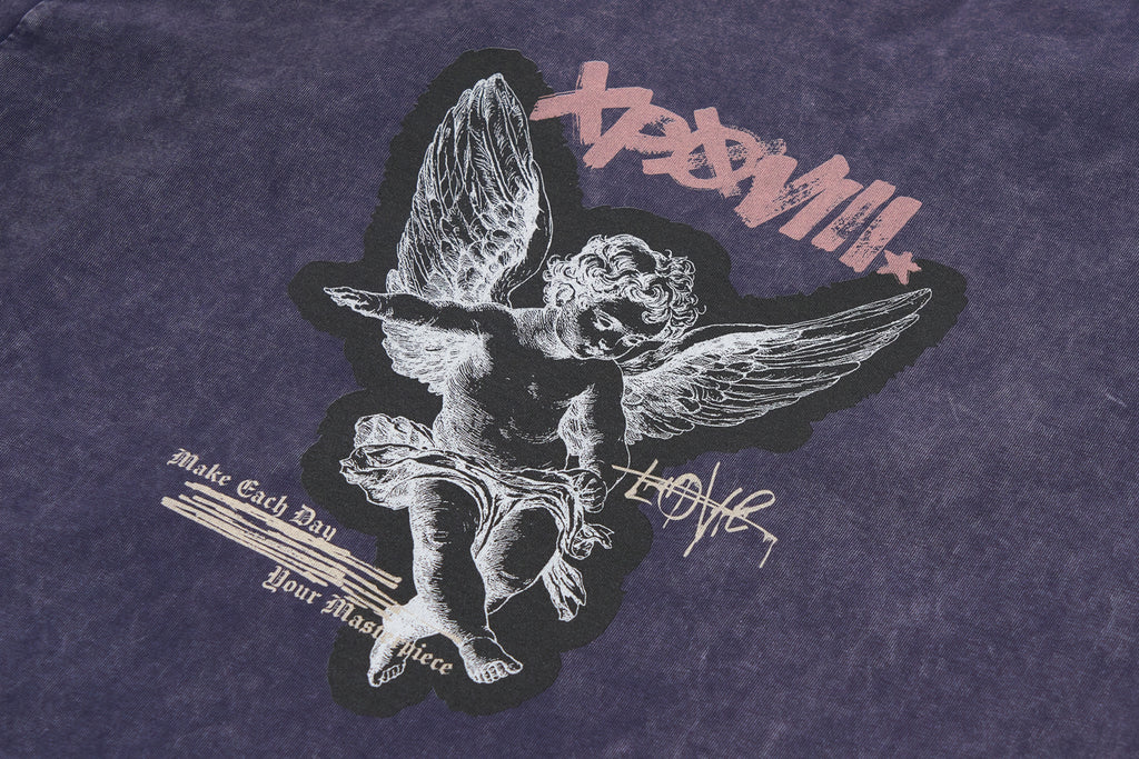 XPX LOVE XPXVIII ANGEL BACK PRINT PURPLE CREW NECK TEE