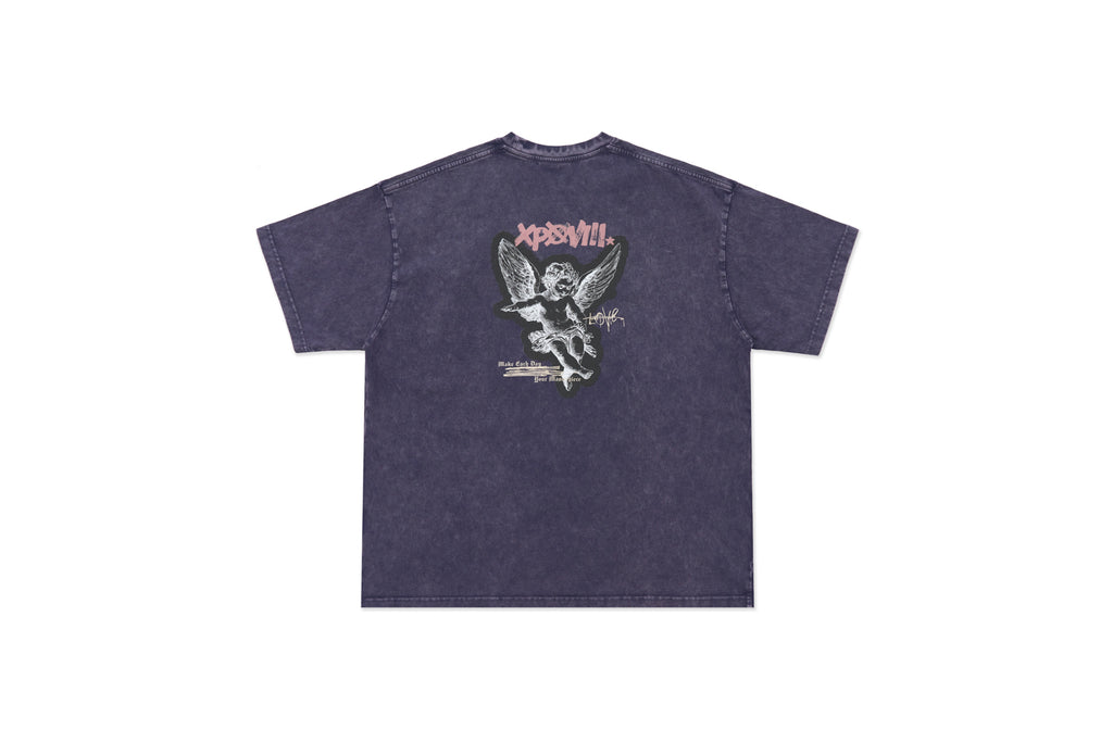 XPX LOVE XPXVIII ANGEL BACK PRINT PURPLE CREW NECK TEE
