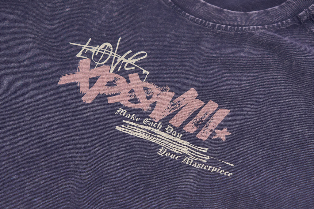 XPX LOVE XPXVIII ANGEL BACK PRINT PURPLE CREW NECK TEE