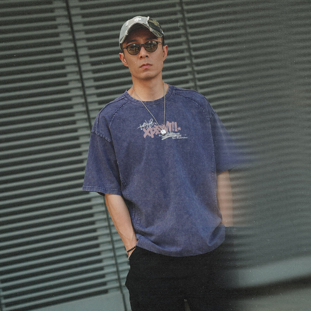 XPX LOVE XPXVIII ANGEL BACK PRINT PURPLE CREW NECK TEE