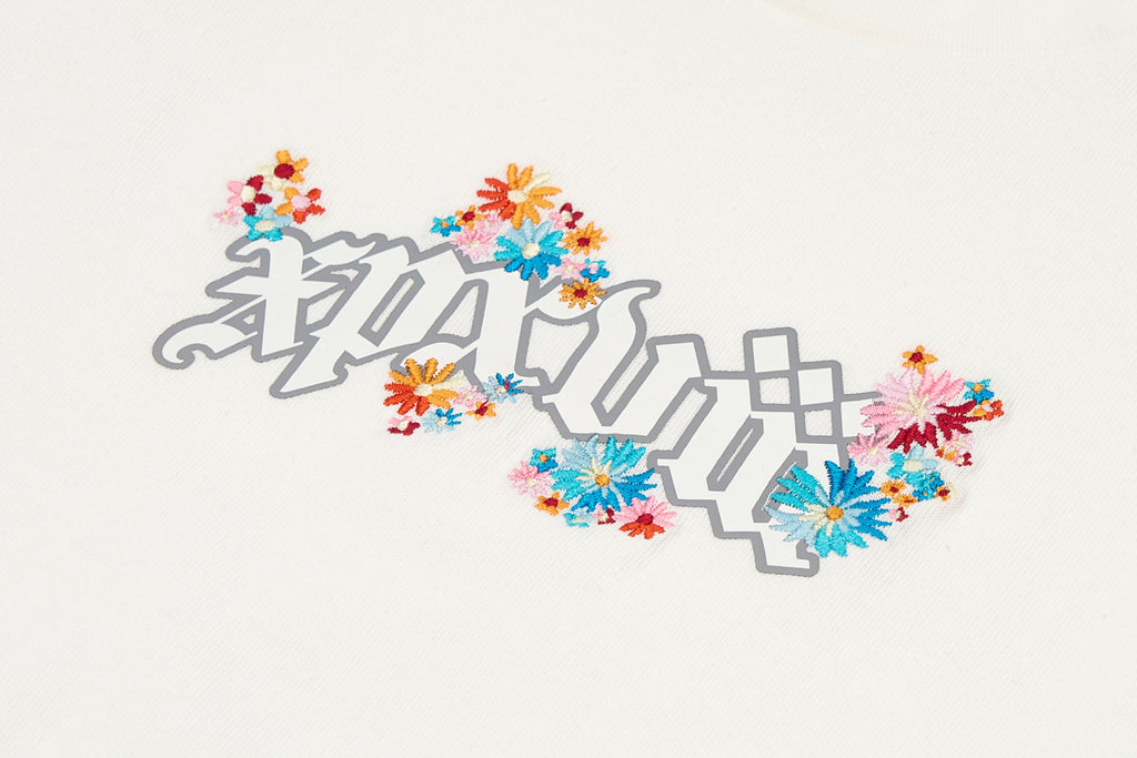 XPX EMBROIDREY WILD FLOWER WHITE CREW NECK TEE