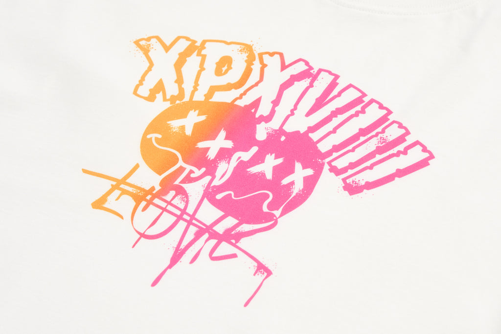 XPX TWO-TONE SILLY FACES WHITE CREW NECK TEE