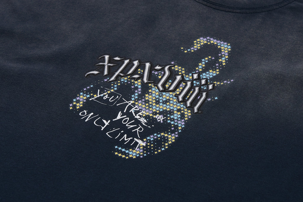 XPX SCORPION IN RHINESTONE PATTERN PRINT NAVY CREW NECK TEE