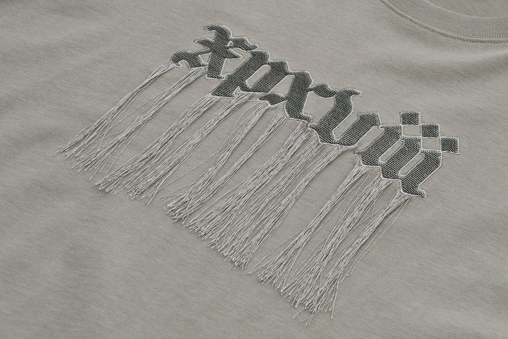 XPX XPXVIII WITH FRINGE DECO GREY CREW NECK TEE