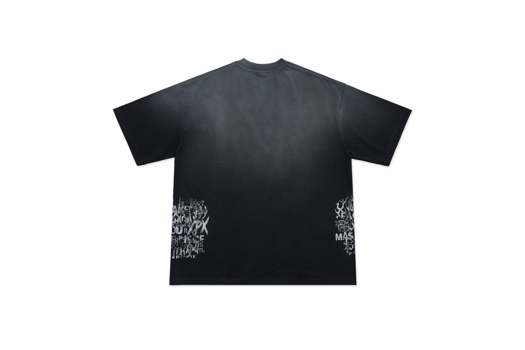 XPX SILLY FACE GRAFFITI TRIO PRINTS BLACK CREW NECK TEE
