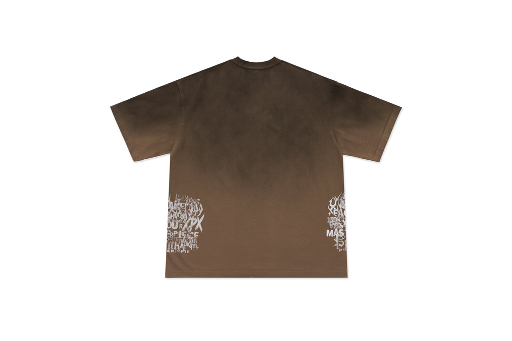 XPX SILLY FACE GRAFFITI TRIO PRINTS BROWN CREW NECK TEE