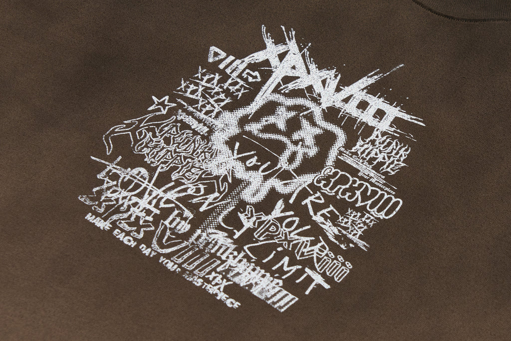 XPX SILLY FACE GRAFFITI TRIO PRINTS BROWN CREW NECK TEE