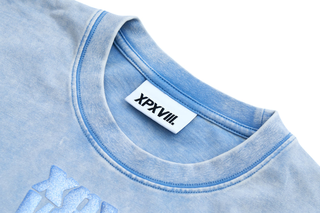 XPX EMBOSSED XPXVIII LOGO BLUE CREW NECK TEE