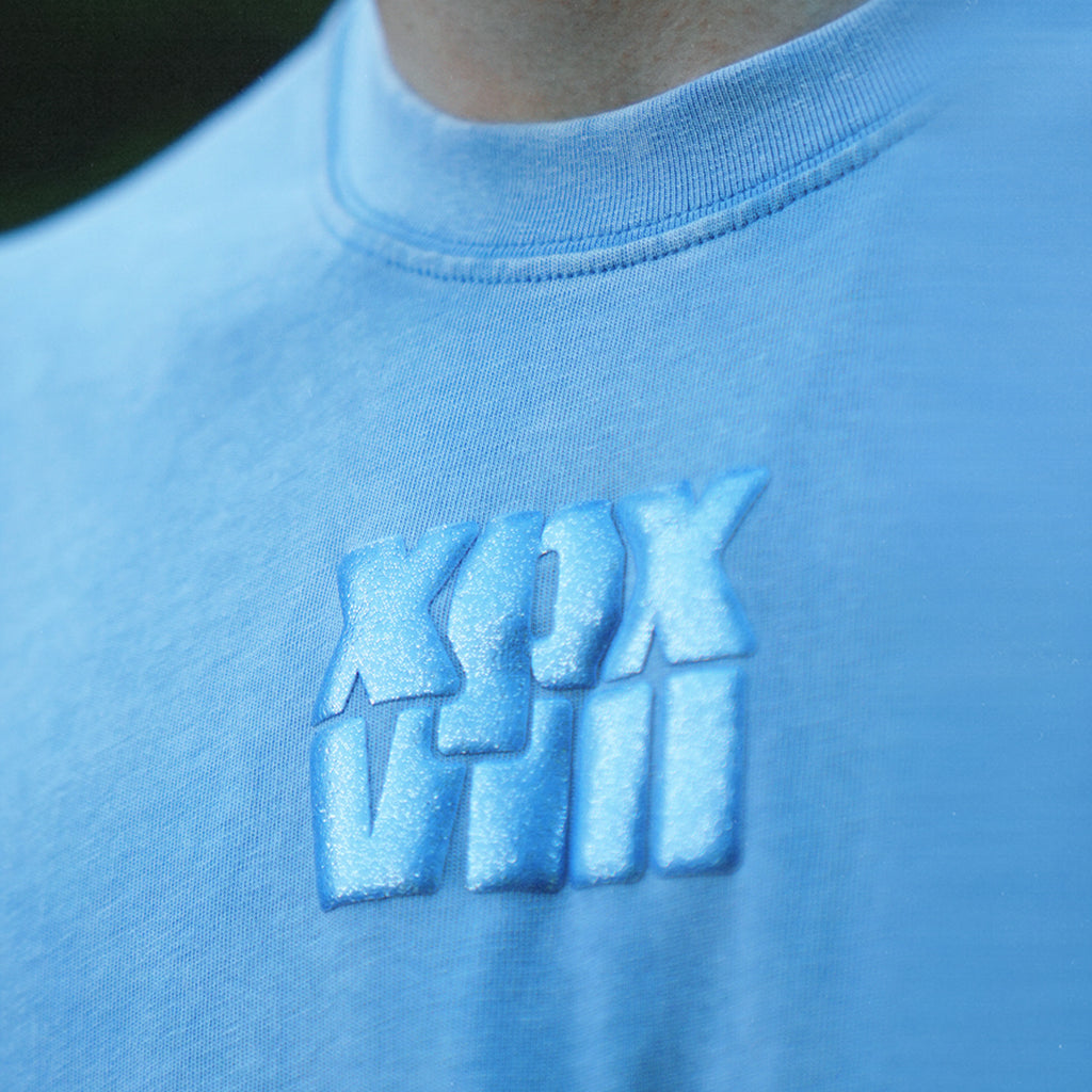 XPX EMBOSSED XPXVIII LOGO BLUE CREW NECK TEE