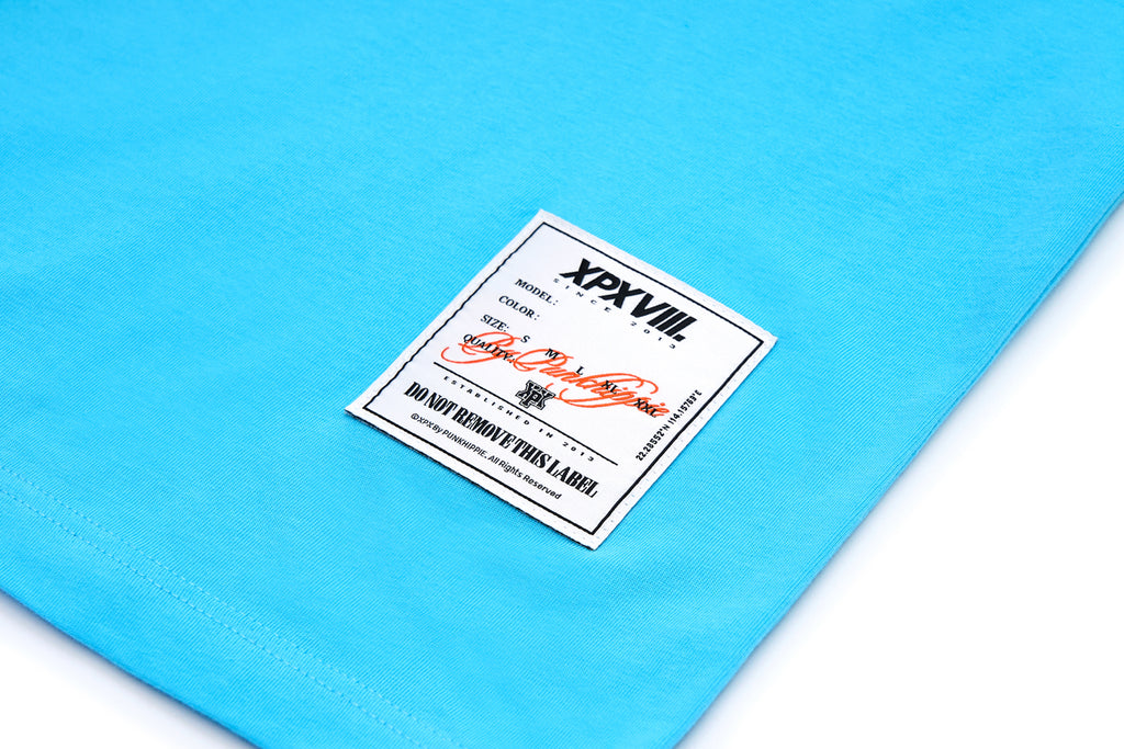 XPX POP CONTRAST COLOR BLUE CREW NECK TEE