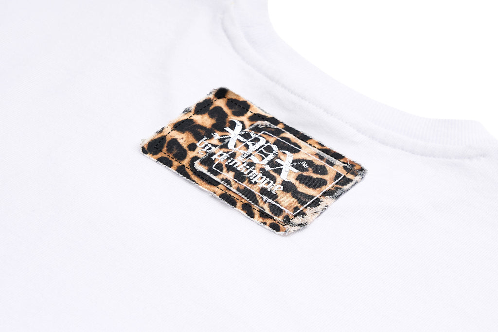 XPX LEOPARD PRINT WHITE LONG SLEEVE TEE