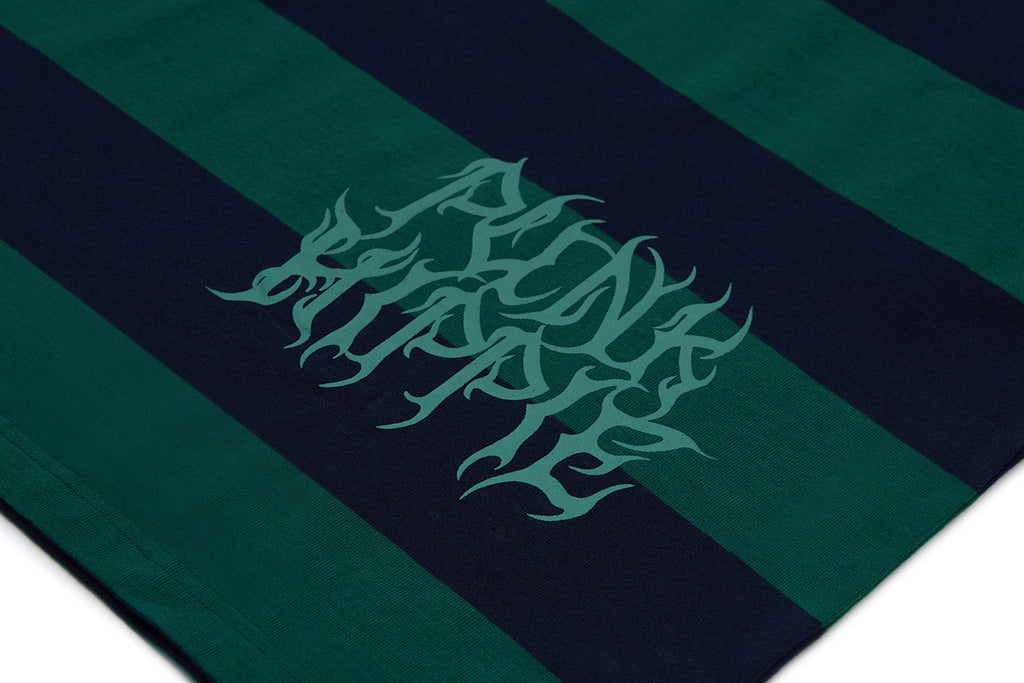 XPX DENIM COLLAR OVERSIZED POLO SHIRT IN STRIPE