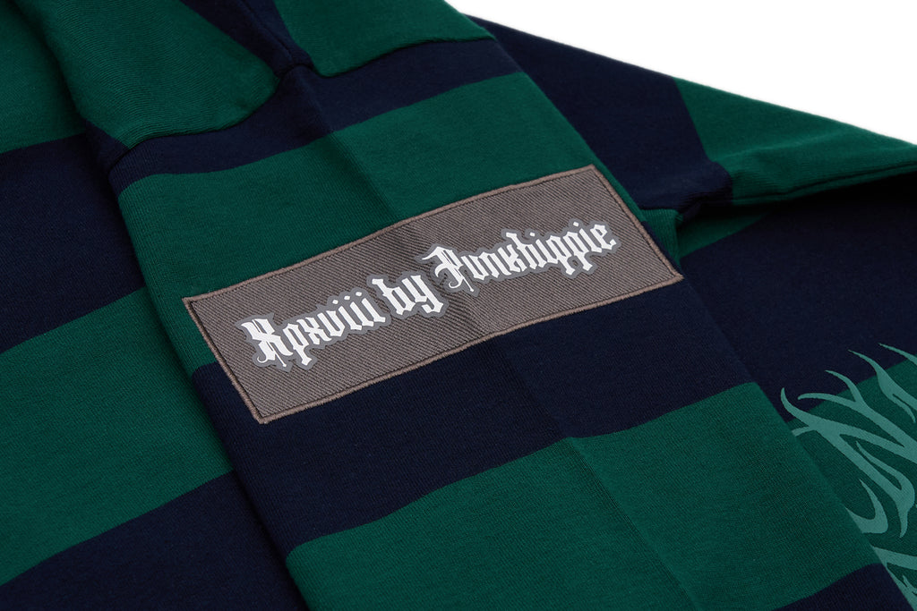 XPX DENIM COLLAR OVERSIZED POLO SHIRT IN STRIPE