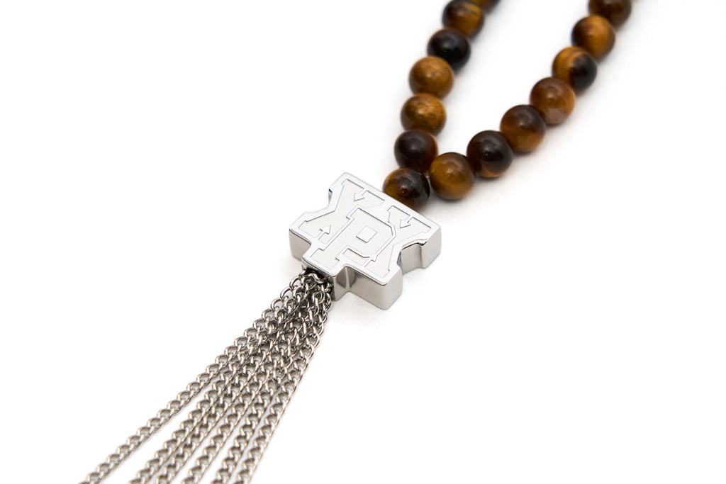 XPX TIGER EYE & TASSEL DECO NECKLACE