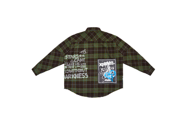 XPX MULTI PATCHES CHECK SHIRT IN DARK GREEN – XPXVIII