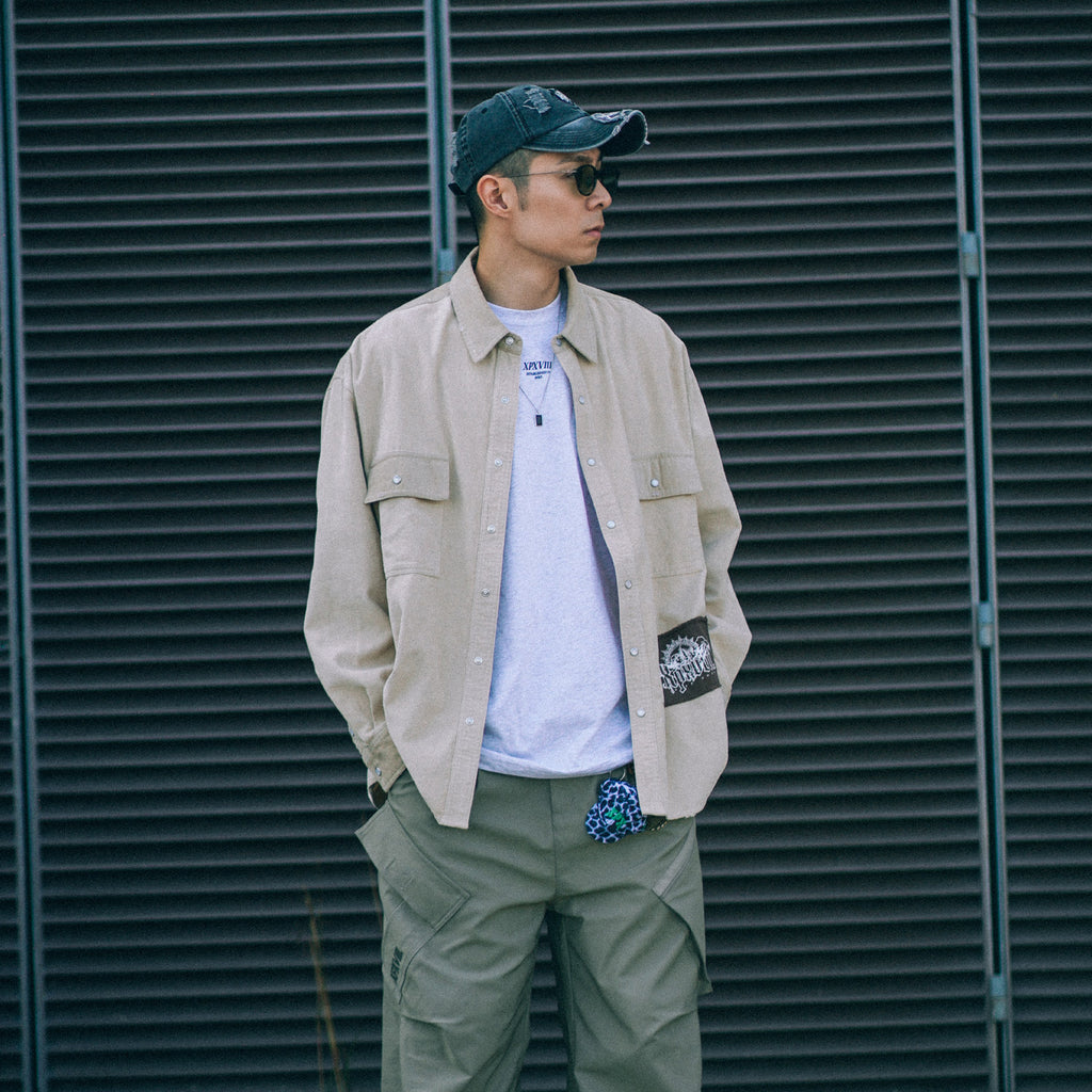 XPX CORDUROY PATCH OVERSHIRT (BEIGE TONE)