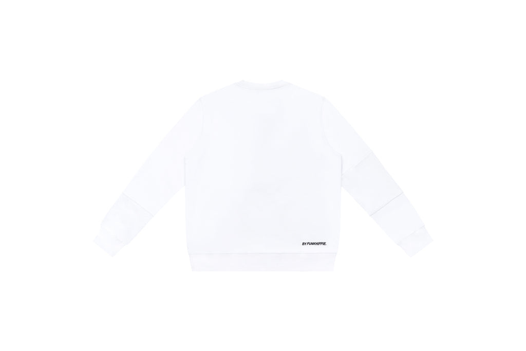 XPX 'FRONT POCKETS' WHITE CREW NECK SWEATER